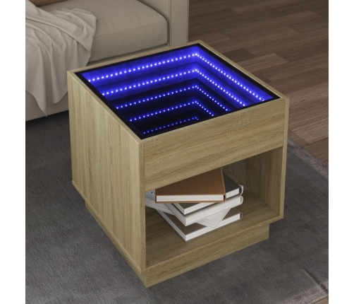 Mesa de centro con Infinity LED roble Sonoma 50x50x50 cm