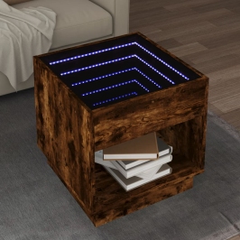 Mesa de centro con Infinity LED roble ahumado 50x50x50 cm