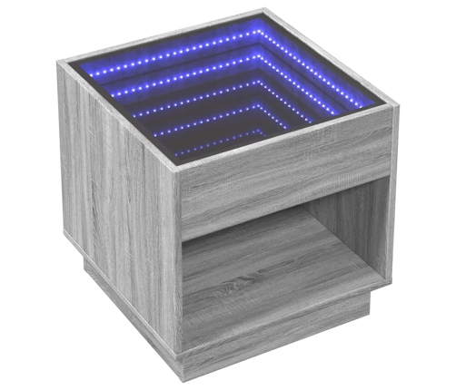 Mesa de centro con Infinity LED gris Sonoma 50x50x50 cm