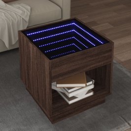 Mesa de centro con Infinity LED marrón roble 50x50x50 cm