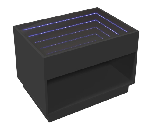 Mesa de centro con Infinity LED negro 70x50x50 cm