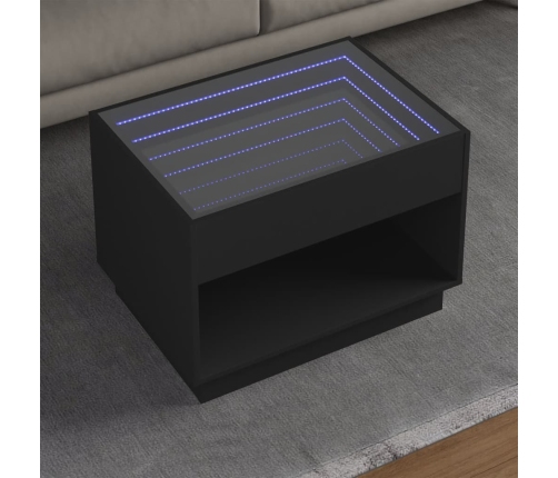 Mesa de centro con Infinity LED negro 70x50x50 cm