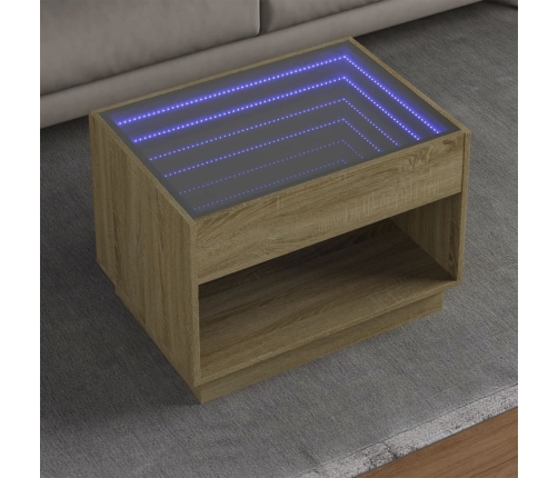 Mesa de centro con Infinity LED roble Sonoma 70x50x50 cm