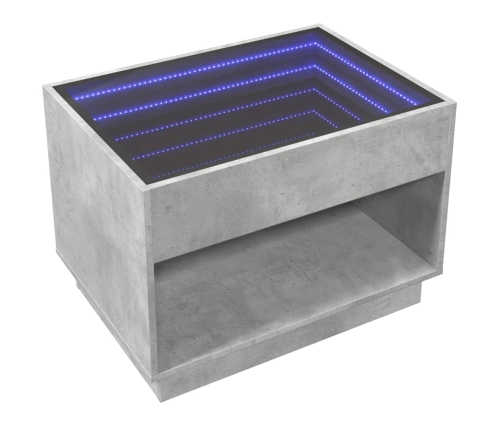 Mesa de centro con Infinity LED gris hormigón 70x50x50 cm