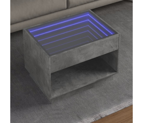 Mesa de centro con Infinity LED gris hormigón 70x50x50 cm