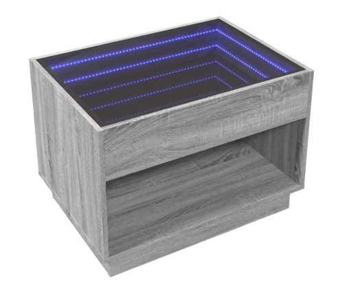 Mesa de centro con Infinity LED gris Sonoma 70x50x50 cm