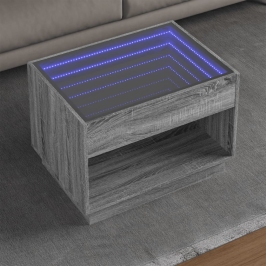 Mesa de centro con Infinity LED gris Sonoma 70x50x50 cm