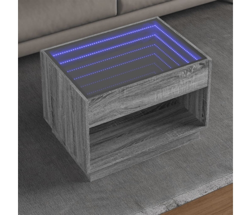 Mesa de centro con Infinity LED gris Sonoma 70x50x50 cm