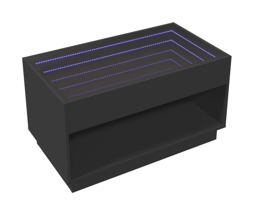 Mesa de centro con Infinity LED negro 90x50x50 cm