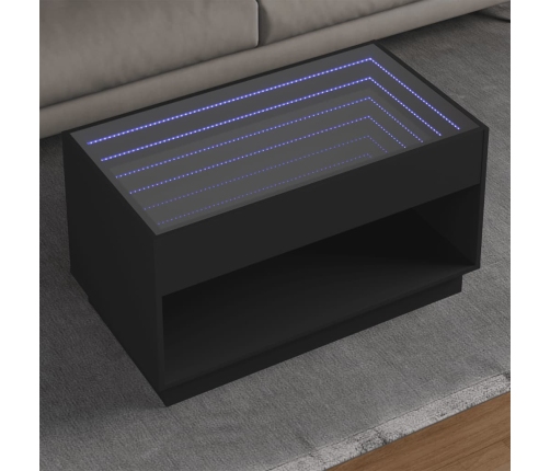 Mesa de centro con Infinity LED negro 90x50x50 cm