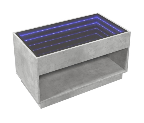 Mesa de centro con Infinity LED gris hormigón 90x50x50 cm