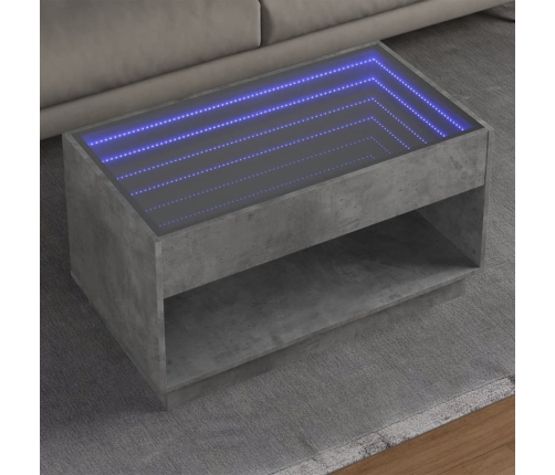 Mesa de centro con Infinity LED gris hormigón 90x50x50 cm