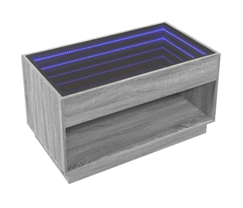 Mesa de centro con Infinity LED gris Sonoma 90x50x50 cm