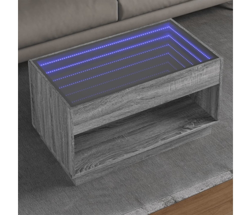 Mesa de centro con Infinity LED gris Sonoma 90x50x50 cm