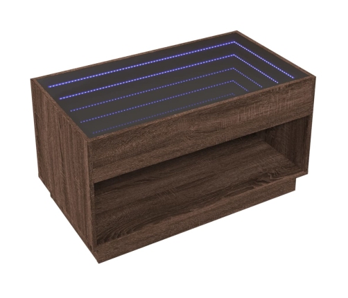 Mesa de centro con Infinity LED marrón roble 90x50x50 cm