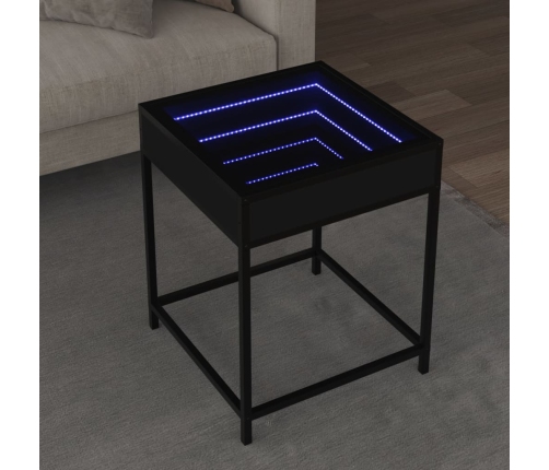 Mesita de noche con Infinity LED negra 40x40x51 cm