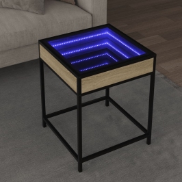 Mesa de centro con Infinity LED roble Sonoma 40x40x51 cm