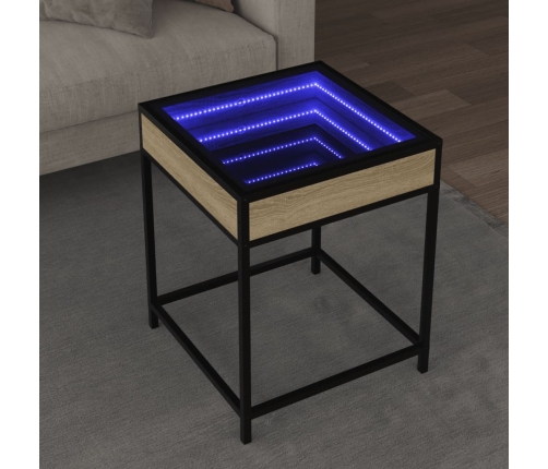 Mesa de centro con Infinity LED roble Sonoma 40x40x51 cm