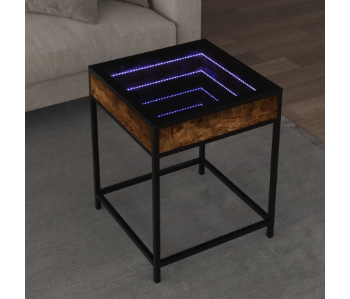 Mesa de centro con Infinity LED roble ahumado 40x40x51 cm