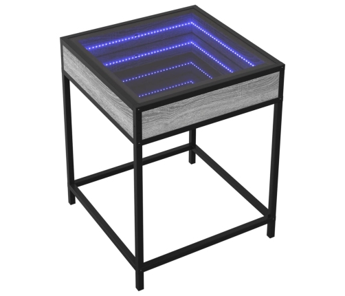 Mesa de centro con Infinity LED gris Sonoma 40x40x51 cm