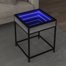 Mesa de centro con Infinity LED gris Sonoma 40x40x51 cm