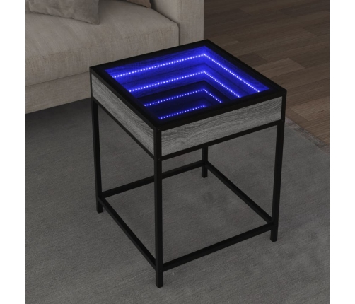 Mesa de centro con Infinity LED gris Sonoma 40x40x51 cm