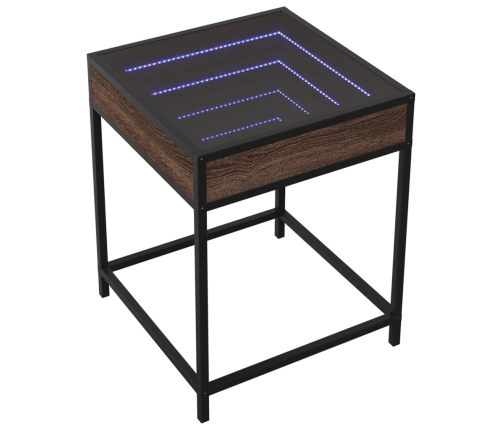 Mesa de centro con Infinity LED marrón roble 40x40x51 cm