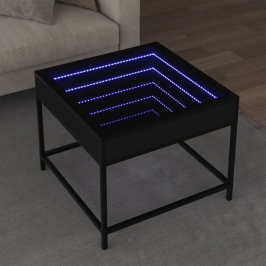 Mesa de centro con Infinity LED negro 50x50x41 cm