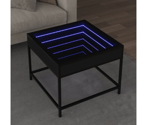 Mesa de centro con Infinity LED negro 50x50x41 cm