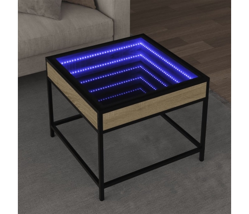 Mesa de centro con Infinity LED roble Sonoma 50x50x41 cm