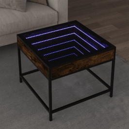 Mesa de centro con Infinity LED roble ahumado 50x50x41 cm