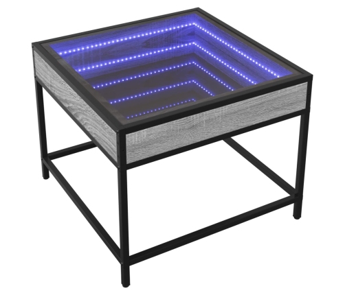 Mesa de centro con Infinity LED gris Sonoma 50x50x41 cm