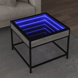 Mesa de centro con Infinity LED gris Sonoma 50x50x41 cm