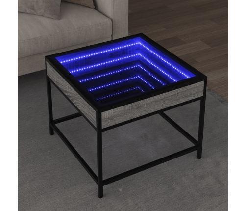 Mesa de centro con Infinity LED gris Sonoma 50x50x41 cm