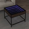 Mesa de centro con Infinity LED marrón roble 50x50x41 cm