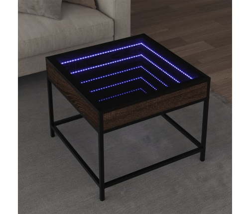 Mesa de centro con Infinity LED marrón roble 50x50x41 cm