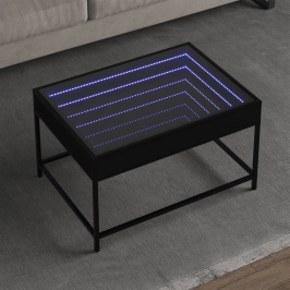 Mesa de centro con Infinity LED negro 70x50x41 cm