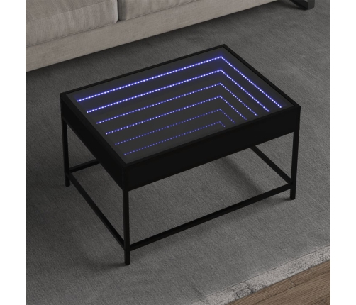 Mesa de centro con Infinity LED negro 70x50x41 cm