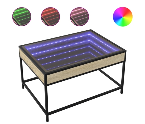 Mesa de centro con Infinity LED roble Sonoma 70x50x41 cm