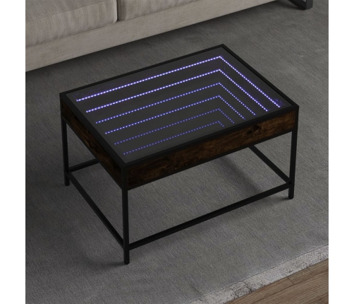 Mesa de centro con Infinity LED roble ahumado 70x50x41 cm