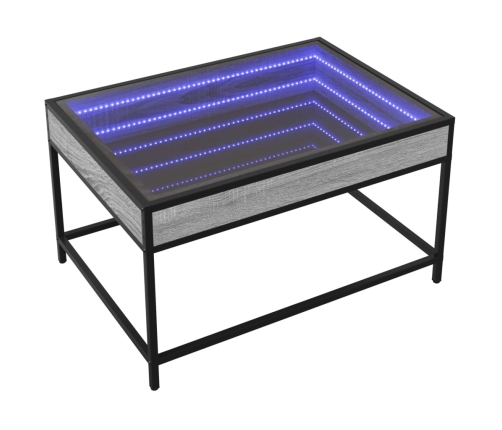 Mesa de centro con Infinity LED gris Sonoma 70x50x41 cm