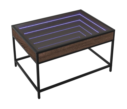 Mesa de centro con Infinity LED marrón roble 70x50x41 cm