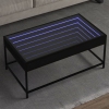 Mesa de centro con Infinity LED negro 90x50x41 cm