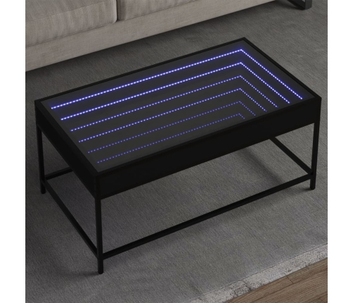 Mesa de centro con Infinity LED negro 90x50x41 cm