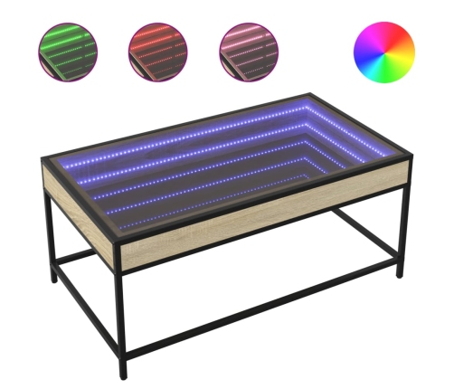 Mesa de centro con Infinity LED roble Sonoma 90x50x41 cm