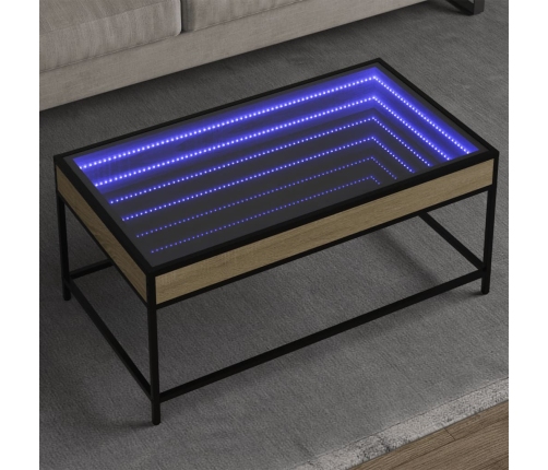 Mesa de centro con Infinity LED roble Sonoma 90x50x41 cm