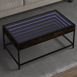 Mesa de centro con Infinity LED roble ahumado 90x50x41 cm