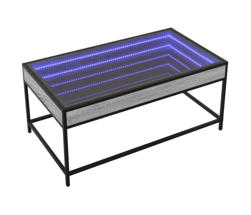 Mesa de centro con Infinity LED gris Sonoma 90x50x41 cm