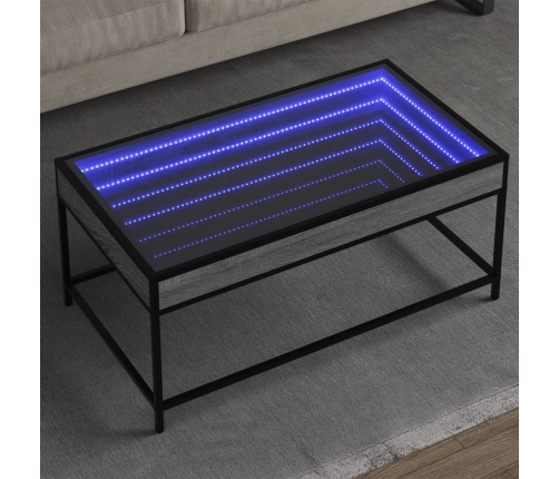 Mesa de centro con Infinity LED gris Sonoma 90x50x41 cm