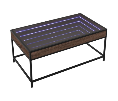 Mesa de centro con Infinity LED marrón roble 90x50x41 cm